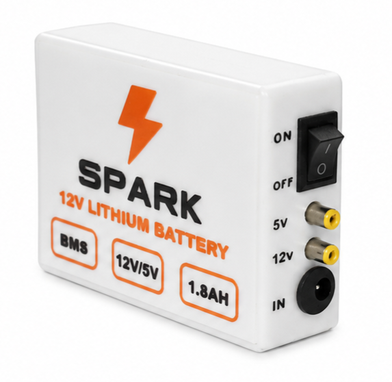 SPARK 12V & 5V Dual-Output Rechargeable Lithium-Ion Battery Pack (1800mAh with Built-in BMS)