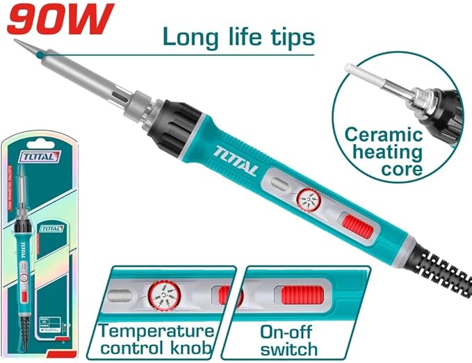 Total Electric Soldering Iron 90W with Temperature Control - Model TET01608