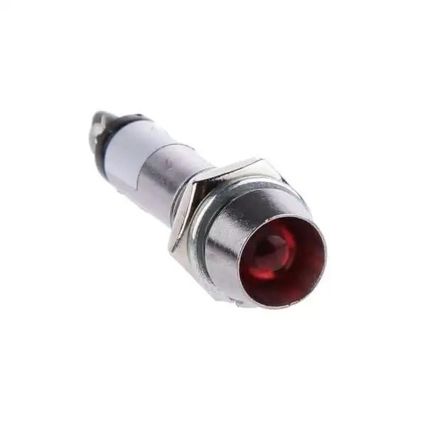 LED Indicator Light with Metal Cover for 220VAC - Red