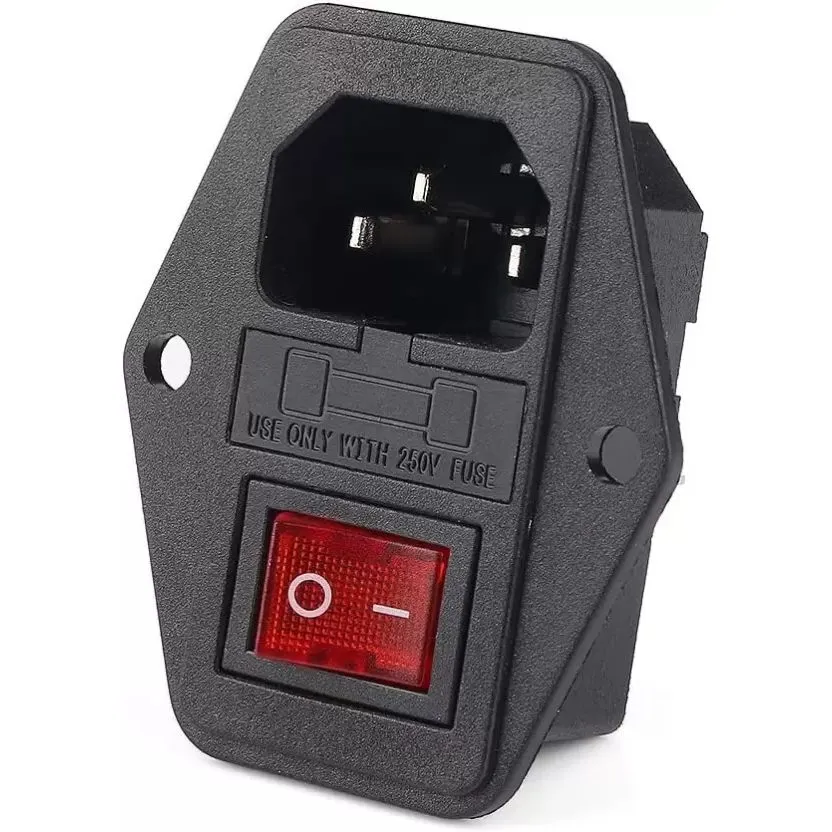 AC Power Plug Female With Fuse Compartment And ON/OFF Switch 250VAC 10A (Version 2)
