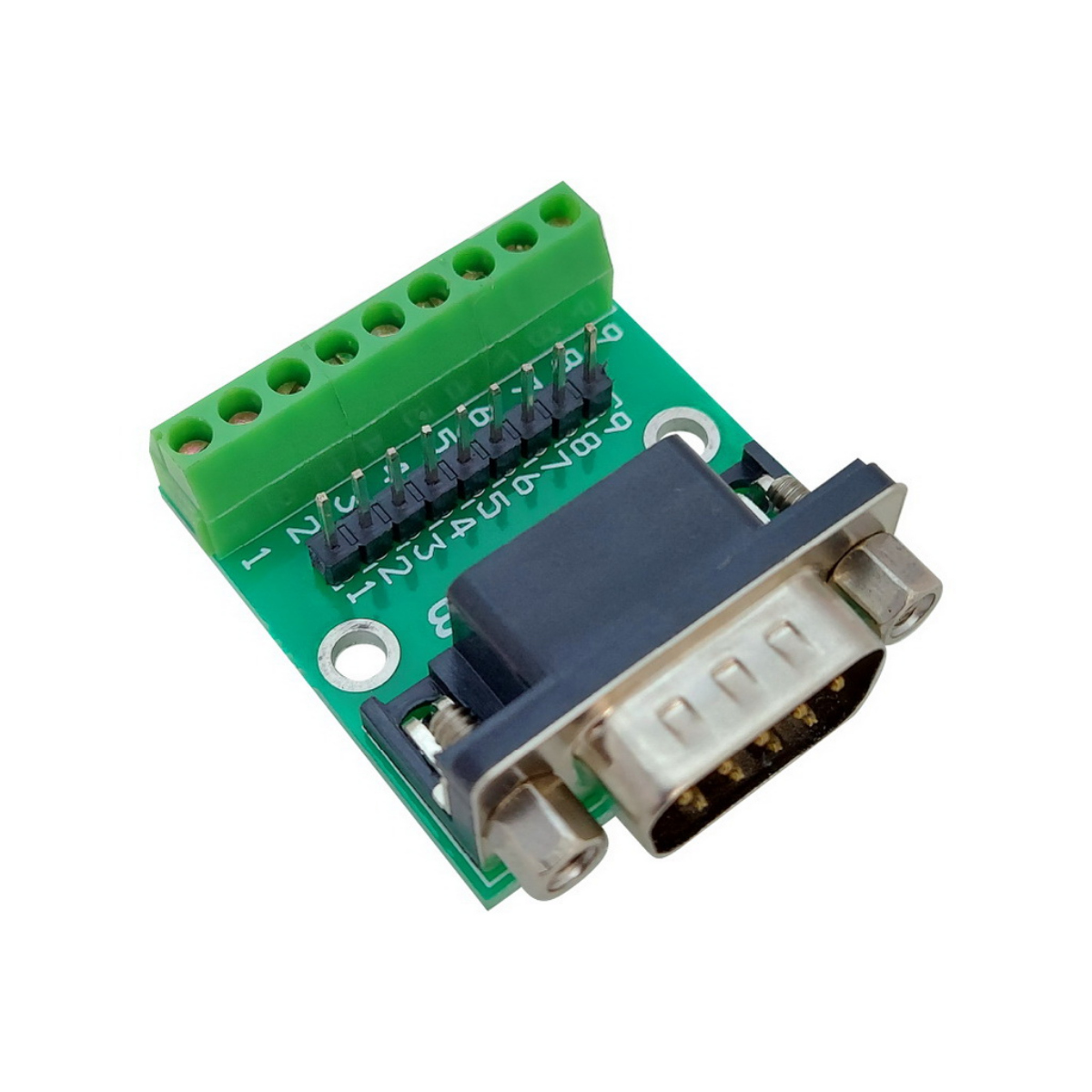 DB9 Male Breakout Module to Screw Terminal + Pin Header
