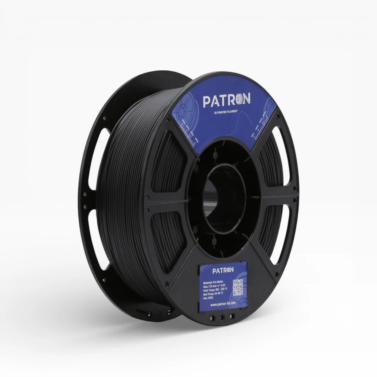PATRON (Black) Matte PLA Filament 1.75mm 1Kg Roll for 3D Printer