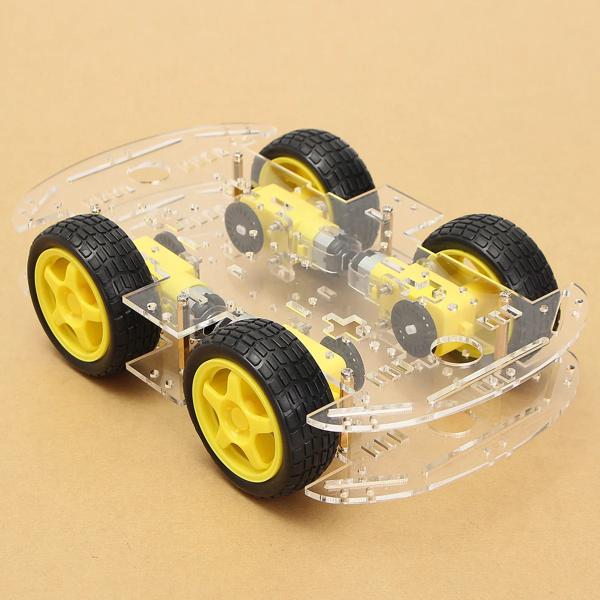 4WD Car Robot Platform 26 x 15 cm Chassis Only clear