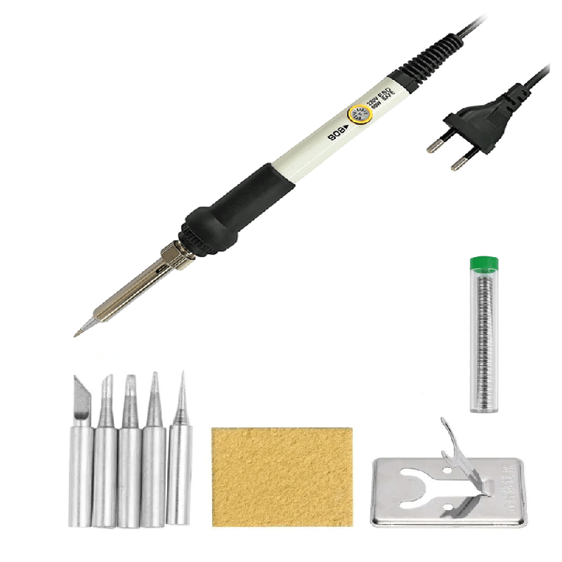 Fujikaya 908 Soldering Iron 60W with Temp Control + 5 Tips + Sponge + Iron Stand