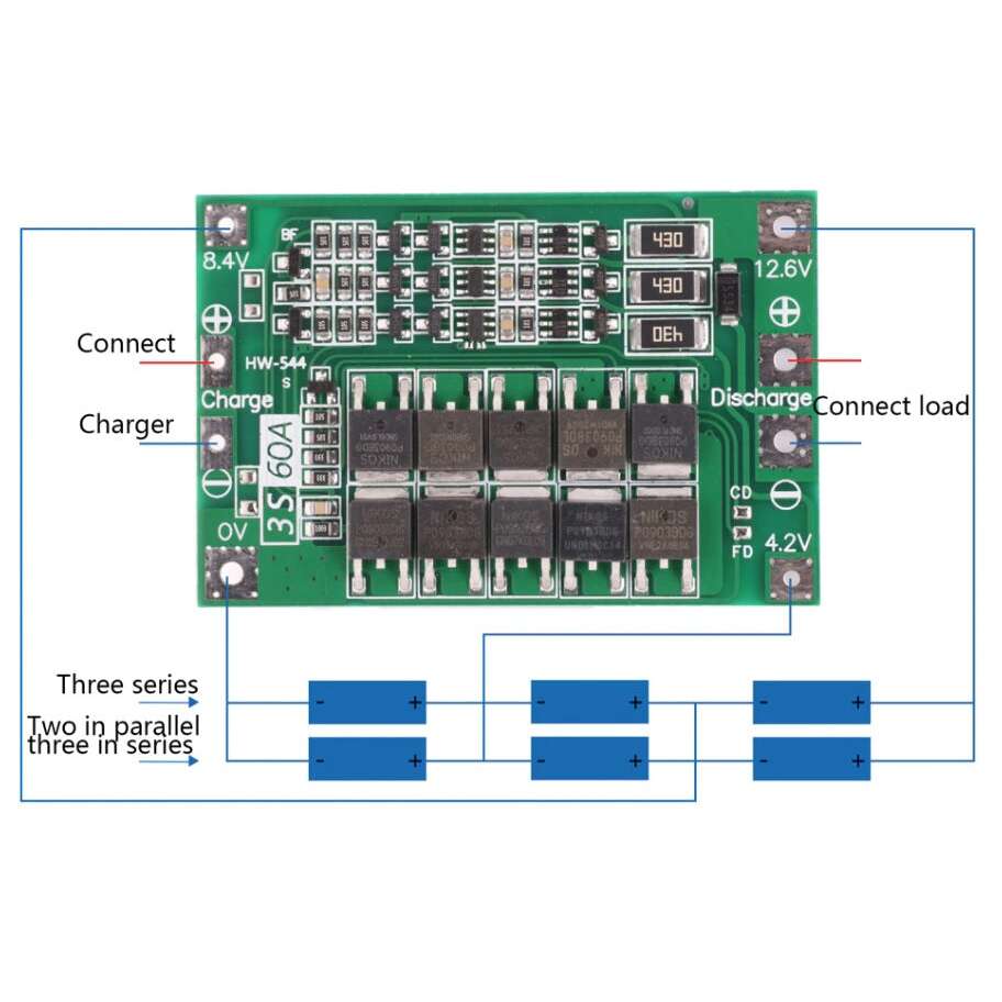 Lithium Battery Charger Protection Module (BMS) 3S 60A 12.6V