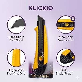 Heavy Duty 18mm Snap-Off Utility Cutter Knife with Auto-Lock Mechanism - 3