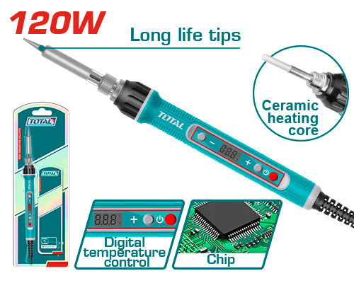 Total 120W Digital Soldering Iron with Temperature Display - Model TET01610