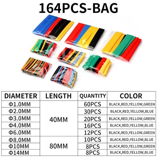Heat Shrink Tubing kit Insulation Shrinkable Tube 2:1 (164 Pcs)