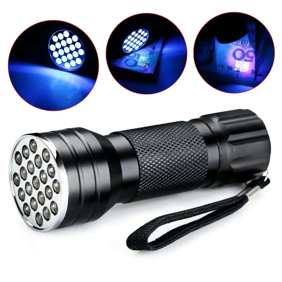 UV Flashlight Torch with 21 LEDs