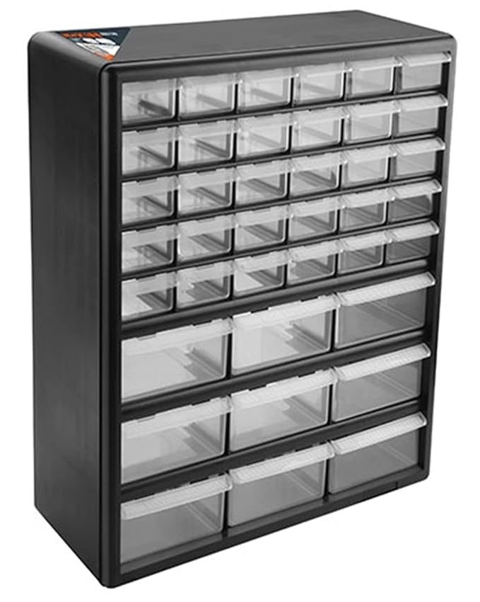 39 Drawer Plastic Storage Cabinet – 39 Compartment Organizer – Desktop or Wall Mount