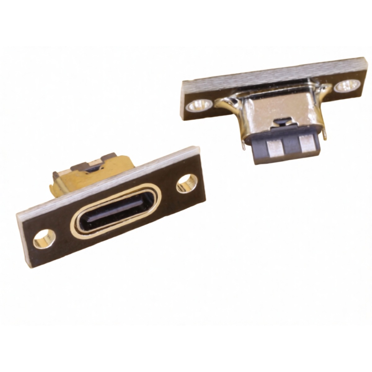 USB Type-C Female Panel Mount Socket 2 Pin with Screw Hole (Black Board)