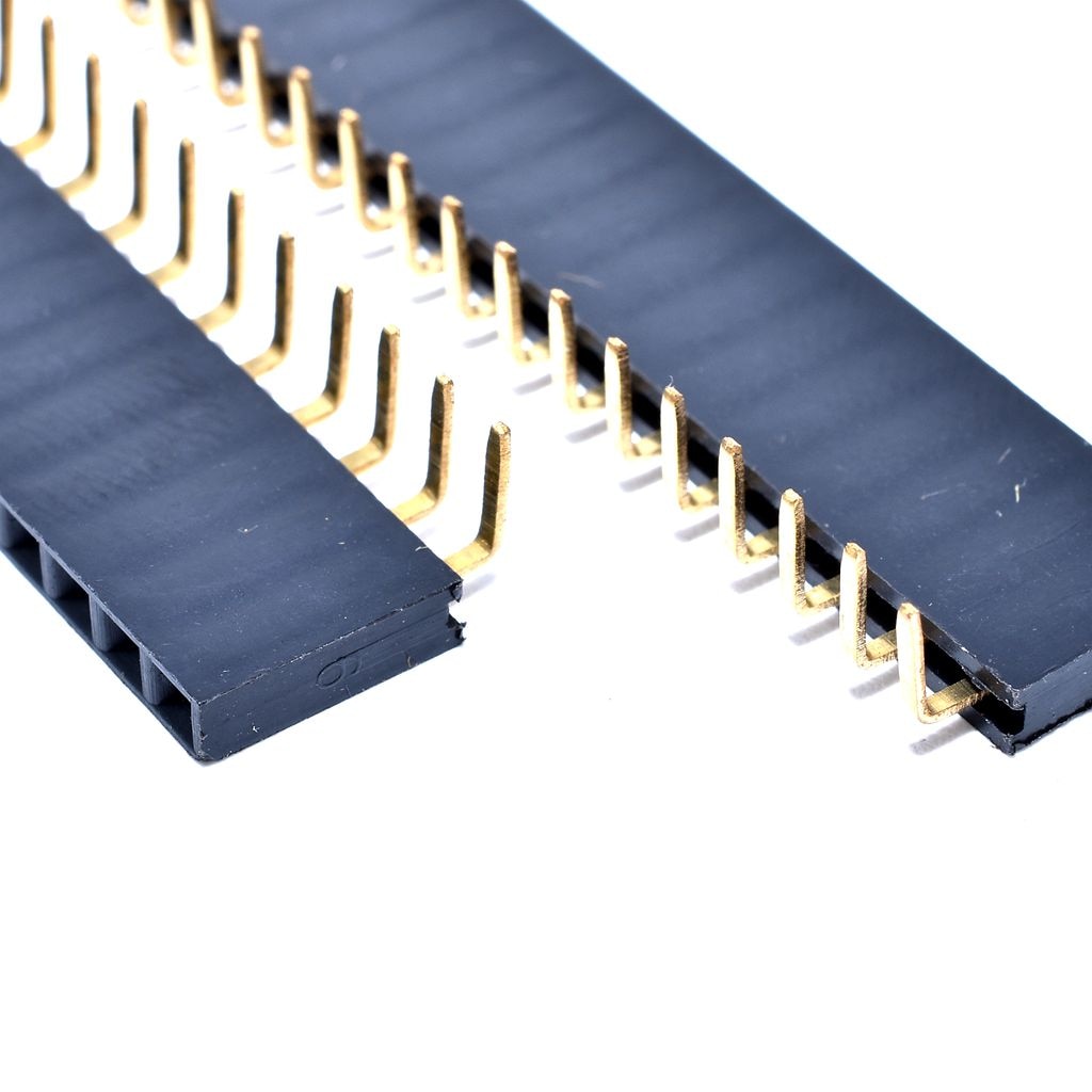 Pin Headers Female 2.54mm Right angle : 40-Pin, Straight, Black, 11mm